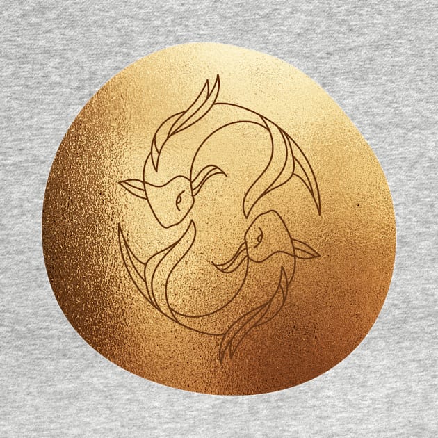 Pisces Zodiac Metallic Gold by Faeblehoarder